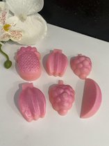 Wax (geur) melts Watermeloen , handmade, in leuke verschillende fruit vormpjes, de wax is plantaardig, natuurlijk en biologisch afbreekbaar, koosjer en niet op dieren getest!!