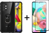 Samsung Galaxy A52s  hoesje shock proof case transparant armor case zwarte randen magneet ring hoesjes cover hoes - Full Cover - 1x Samsung A52s Screenprotector