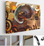 Painted abstract ram on a bright background - Modern Art Canvas - Horizontal - 1061718809 - 50*40 Horizontal