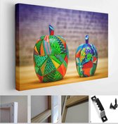 Decorative fruit apples, made of wood and painted by hand paints. Modern art - Modern Art Canvas - Horizontal - 268779413 - 115*75 Horizontal
