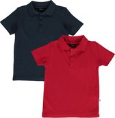 Blue Seven Jongens Set(2delig) Polo Shirt Rood en Donkerblauw - Maat 110
