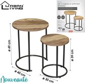 Urban Living - Set van 2 Ronde Houten Bijzettafels Joya