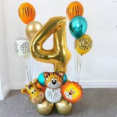 19 delig verjaardag ballonnen set - 4 jaar - Thema: Dieren