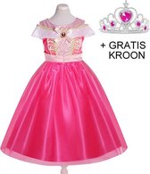 Mooie Doornroosje jurk Prinsessenjurk Maat: 134/140 ( 9-10 jaar) + kroon + staf + handschoenen verkleedkleding meisje