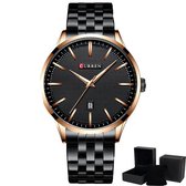 Horloges voor Mannen - Montre Homme - 45mm - Horlogebox Geschenkdoos – Zwart/Brons - Curren ® - Heren Horloge