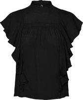Vero Moda VMARISA S/L FRILL BLOUSE Black Dames Top - Maat XL