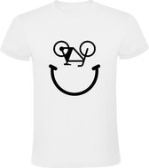 Fiets Smile Heren t-shirt | wielrennen | wielrenfiets | mountainbike | fietsen | tour de france | Wit