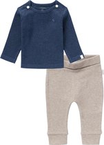 Noppies SET(2delig) Broekje NAURA TAUPE en Shirt NATAL NAVY - Maat 62