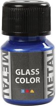 Glasverf - Porseleinverf - Verf Voor Porselein En Glas - Blauw - Metallic - Glass Color Metal - Creotime - 30ml