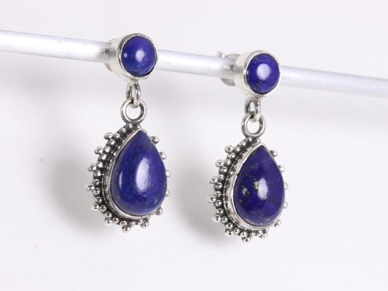 Clous d'oreilles en argent décorés de lapis-lazuli