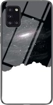 Voor Samsung Galaxy A31 Sterrenhemel Geschilderd Gehard Glas TPU Schokbestendig Beschermhoes (Kosmische Sterrenhemel)