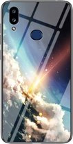 Voor Samsung Galaxy A10s Sterrenhemel Geschilderd Gehard Glas TPU Schokbestendig Beschermhoes (Bright Stars)