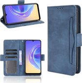 Voor Vivo V21e 4G/Y73 2021 Huid Voelen Kalf Patroon Horizontale Flip Lederen Case met Houder & Kaartsleuven & Fotolijst (Blauw)