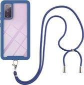 Voor Samsung Galaxy S20 FE 5G/4G Sterrenhemel Effen Kleur Serie Schokbestendig PC + TPU Beschermhoes met Nekband (Blauw)