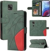 Voor Motorola Moto G Power 2021 Dual-color Splicing Horizontale Flip PU Lederen Case met Houder & Kaartsleuven & Portemonnee (Groen)