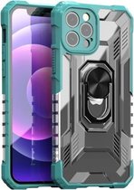 PC + TPU schokbestendige beschermhoes met metalen ringhouder voor iPhone 12 (groen)