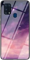 Voor Samsung Galaxy M31 Sterrenhemel Geschilderd Gehard Glas TPU Schokbestendig Beschermhoes (Dream Sky)