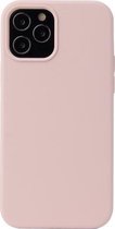 Effen kleur vloeibare siliconen schokbestendige beschermhoes voor iPhone 13 Pro Max (zandroze)