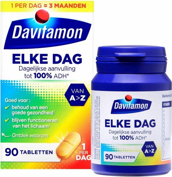 Davitamon Elke Dag - Complete multivitaminen met 22 essentiële vitamines en mineralen- 90  tabletten