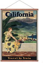 Poster In Posterhanger - Vintage Reisposter Californië - Kader Hout - VS/USA Travel - 70x50 cm - Ophangsysteem