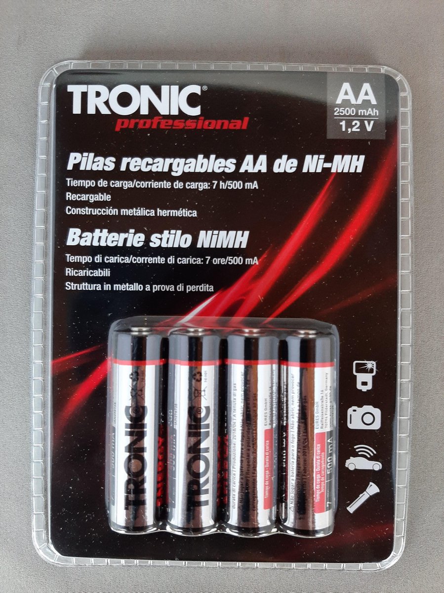 Oplaadbare batterijen AA 4stuks - 2500 mAh - Tronic