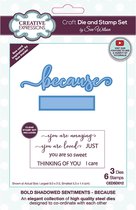 Creative Expressions Stans en stempelset - 'Because' - 3 x stans en 6 x clear stamp