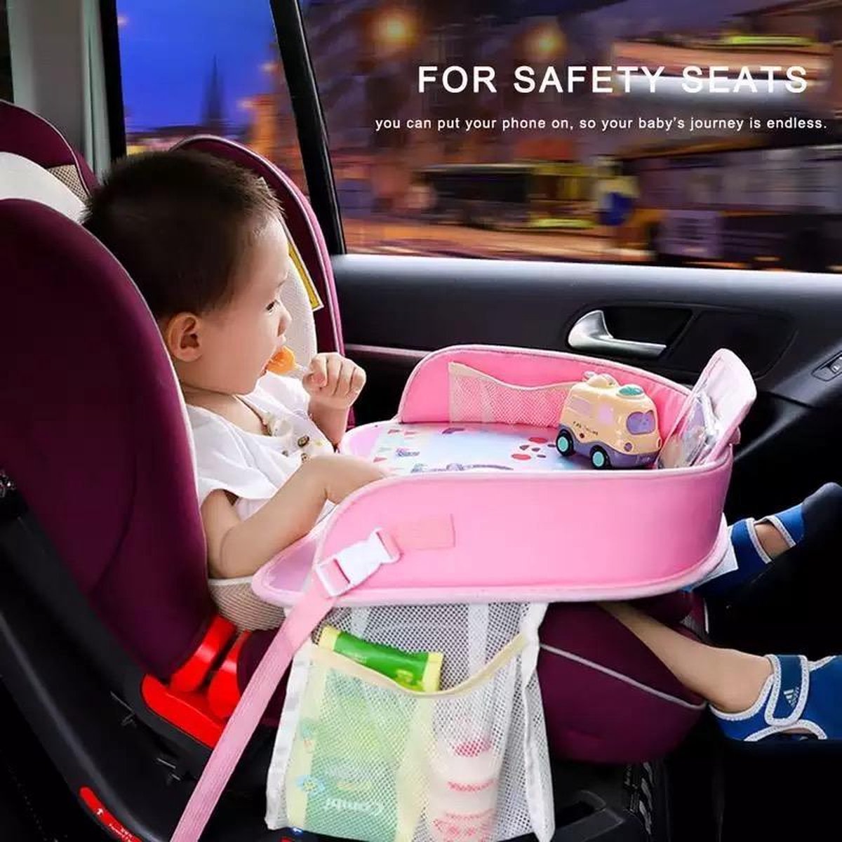 Reistafel voor kinderen - Multifunctionele tafel voor iPad en kleurpotloden -- Voor in de auto of op de bank - Zwart - ’merkloos’