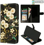 Bookcase Bloemen Geel - Samsung Galaxy A22 5G - Portemonnee hoesje