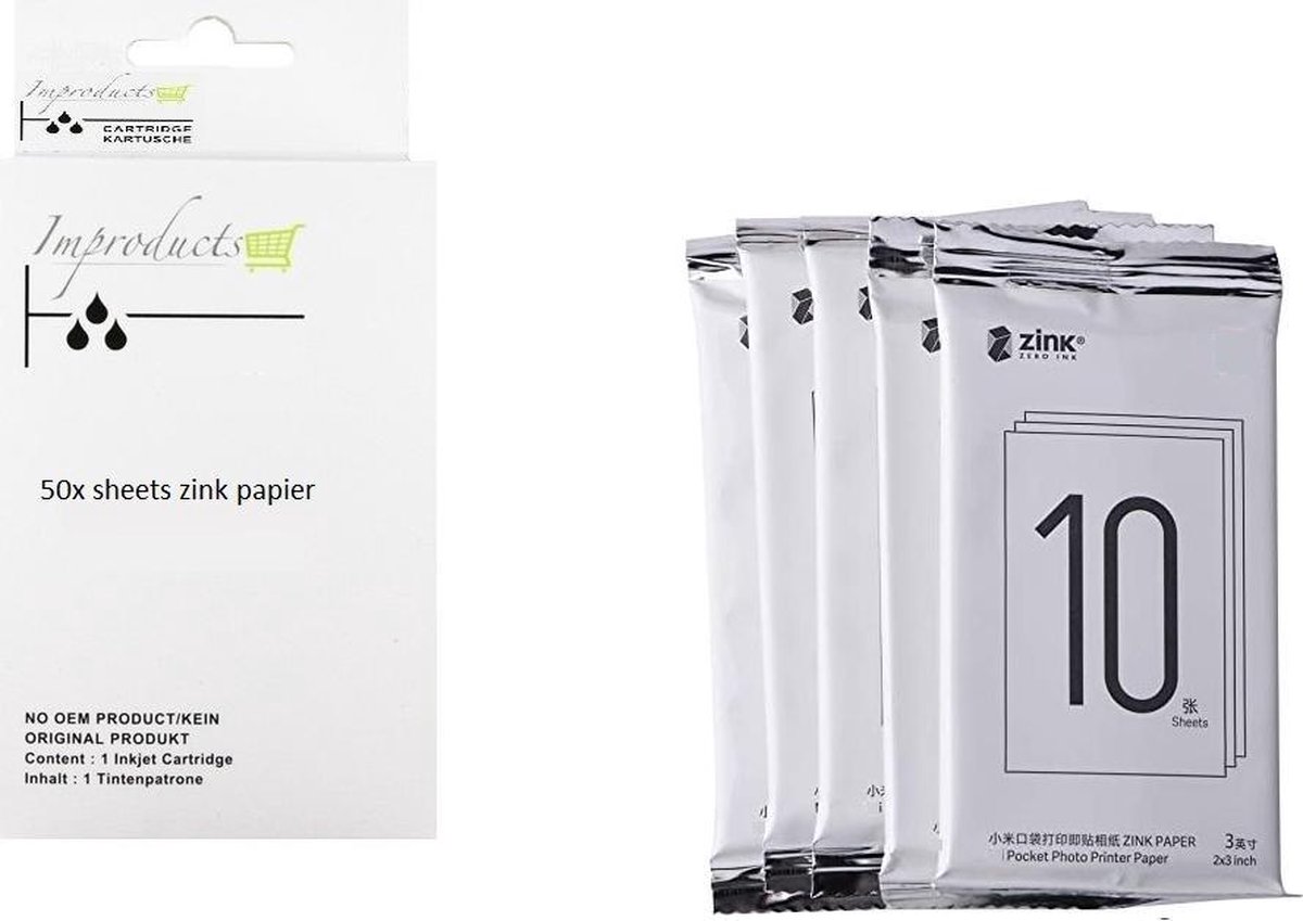 Papier photo ZINC auto-adhésif Improducts® - 50x feuilles / pièces
