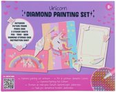 Diamond painting unicorn | Eenhoorn diamond painting | Diamant painting voor kinderen met fotolijstje, etui en notitieboekje/ schoolset