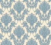 A.S. Création behangpapier barokprint blauw, zilver en beige - AS-344926 - 53 cm x 10,05 m