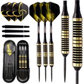 Dartpijlen 24 Gram - Zinaps Darts met metalen tip Set, 24 g, 3 stuks Professionele stalen darts met aluminiumas (+ 3 vervangende golven) omvat 2-stijlvluchten en dartcase.- (WK 021