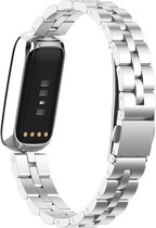 YONO Schakel Bandje geschikt voor Fitbit Luxe - Vervangende RVS Armband - Zilver