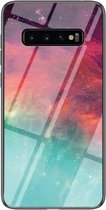 Voor Samsung Galaxy S10 Sterrenhemel Geschilderd Gehard Glas TPU Schokbestendig Beschermhoes (Kleur Sterrenhemel)