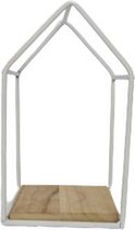 Decoratief huisje voor planten - Wit / Bruin - Hout / Metaal - 14 x 14 x 24 cm