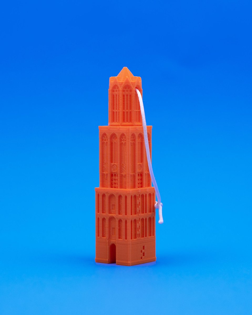 Kerstbal Domtoren Utrecht - kerstboomhanger 3D geprint - Oranje