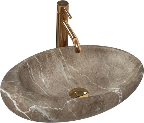 REA Roxy B Opzetwastafel - Waskom - 49 x 31 x 13.5 cm - Stone Nature - Stonelook