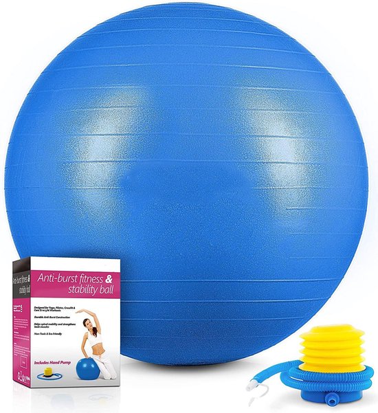 Sens Design Ballon d'assise Ballon de fitness Ballon de yoga Ballon de gymnastique - 55 cm - bleu avec pompe