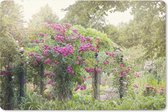 Muismat Roze roos - Mooie roze rozen groeien als planten in de wilde natuur muismat rubber - 27x18 cm - Muismat met foto