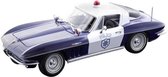 1965 Chevrolet Corvette Politie (Blauw/Wit) (22 cm) 1/18 Maisto - Modelauto - Schaalmodel - Modelauto - Miniatuurauto - Miniatuur autos