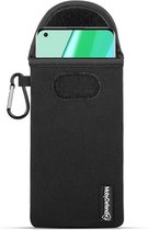 Hoesje voor OnePlus 9 Pro - MobyDefend Neopreen Pouch Met Karabijnhaak - Insteekhoesje - Riemlus Hoesje - Zwart - GSM Hoesje - Telefoonhoesje Geschikt Voor: OnePlus 9 Pro