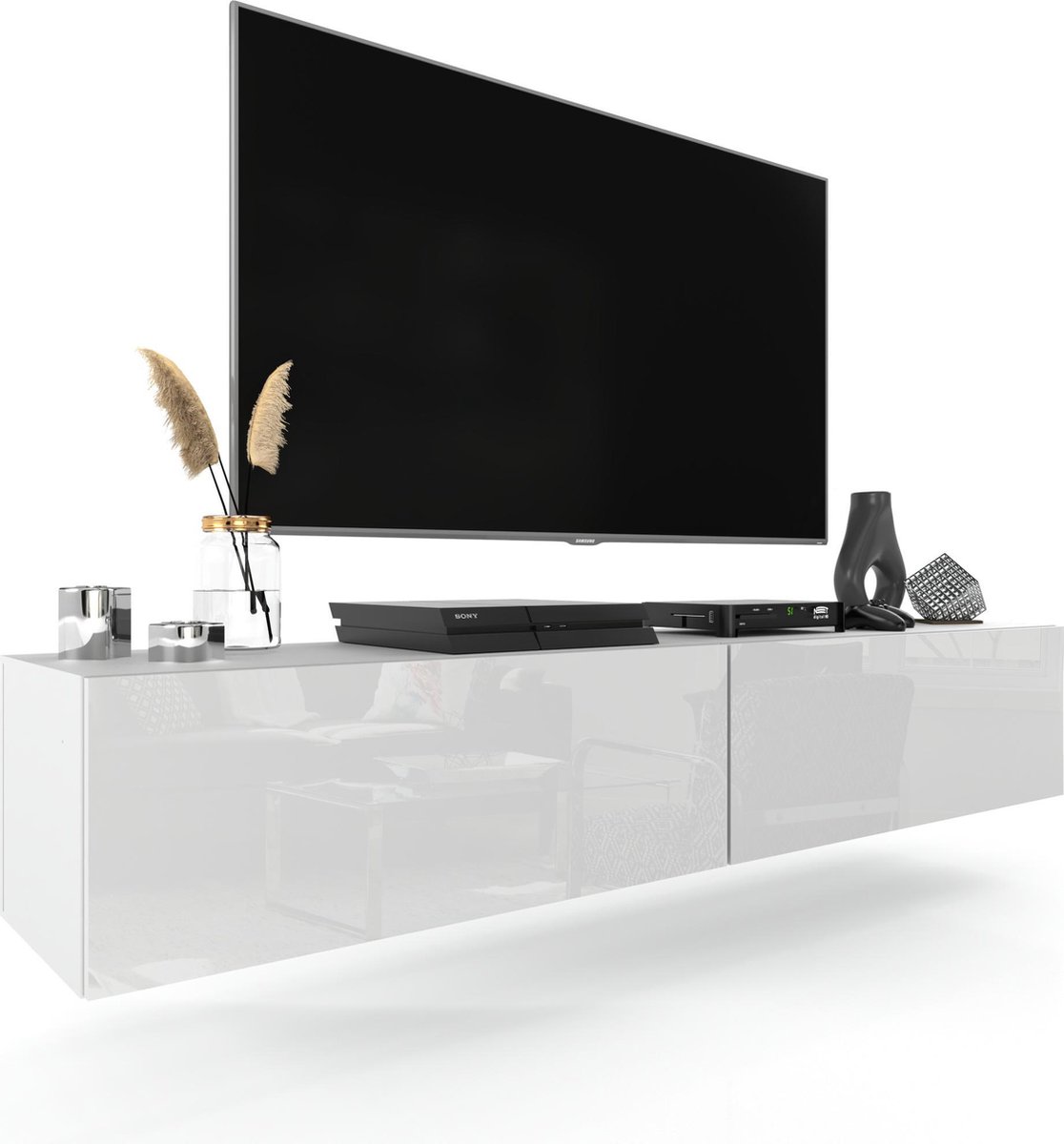 AZ-Home - Tv Meubel Young - 200 cm - Wit Wit hoogglans - Tv kast - Hangend  Kast | bol.com