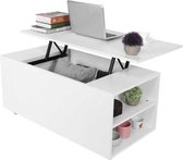 Storagon® 3 In 1 Salontafel Met Opbergvak Wit - Bijzettafeltje - Meubilair - Meubelstuk - Bureau - Kast - Opbergdoos - Opslagruimte - Boekenplank - Opslagkist - Opslag Planken - Tafelblad Lif