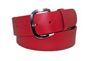 100% leer- 4 cm breed - Damesriem - rood - maat 85 cm - totale lengte 100 cm