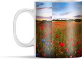 Mok - Bloemenweide - Klaprozen - Rood - 350 ml - Beker