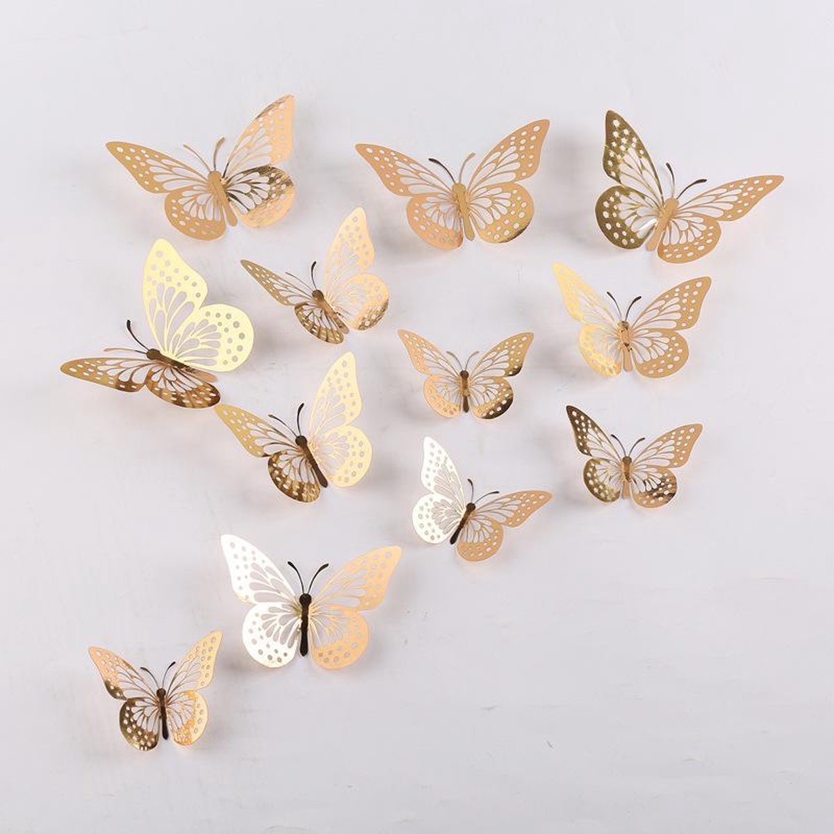 Stickers muraux papillons 3D or - (avec aspect dentelle et métal) Sticker  mural papillon