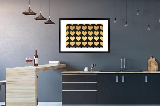 Cadre photo avec affiche - Motifs - Coeur - Or - Zwart - 90x60 cm - Cadre pour affiche