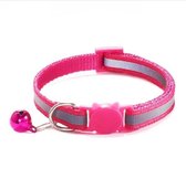 Kattenbandje met bel | Kattenhalsband| Veiligheidssluiting| Reflecterend| Verstelbaar| 17 kleuren| Fuchsia Roze