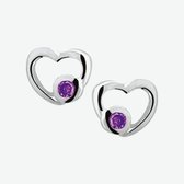 YO&NO - Oorbellen - Zilver - Oorknoppen - Hart - Zirkonia - Amethyst - 7,5/7mm - Kinderen - Zilver 925