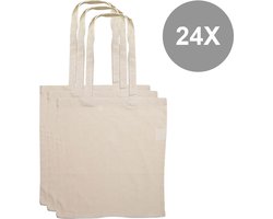 24x Katoenen Tas - Basic Tote Bag - stevige kwaliteit – Naturel van kleur